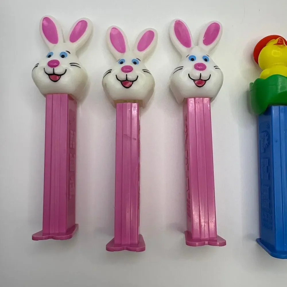 Vtg Easter PEZ Candy Dispenser Lot (8) Bunny,Lamb,Chicks 80s 90s Retro w/ Feet